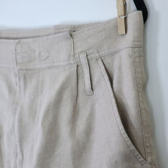 Frame Size 6 Linen Blend High Rise Paperbag Canvas Shorts Tan Beige - Picture 4 of 9